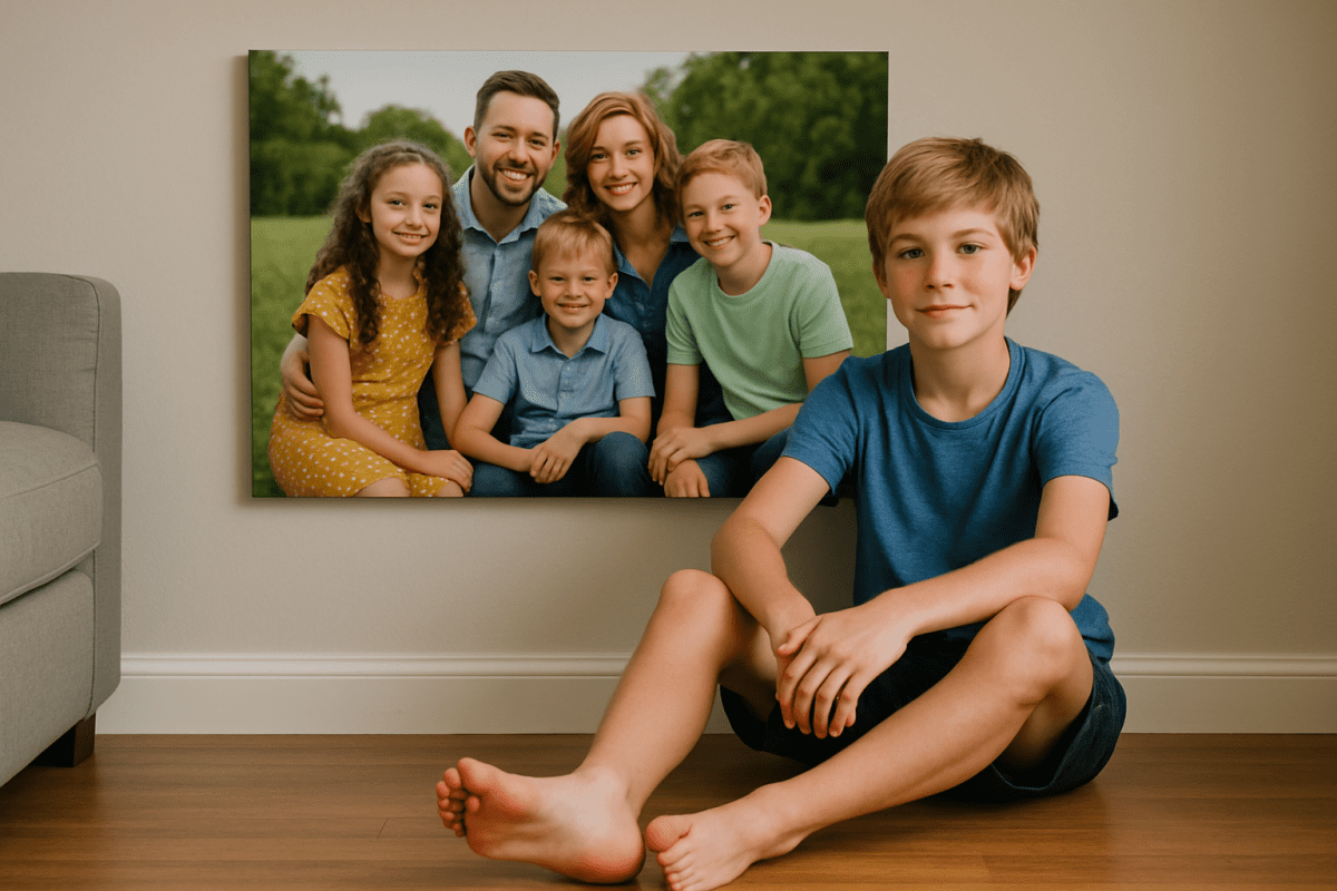 Fotoobraz z vlastnej fotografie zavesený v modernej obývačke